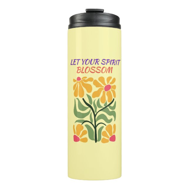 Retro Boho blühende Blumen Inspirationszitat Thermosbecher (Vorderseite)