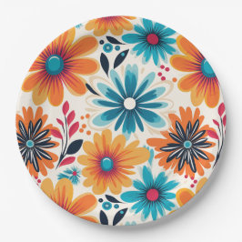 Retro Boho Blume Pappteller