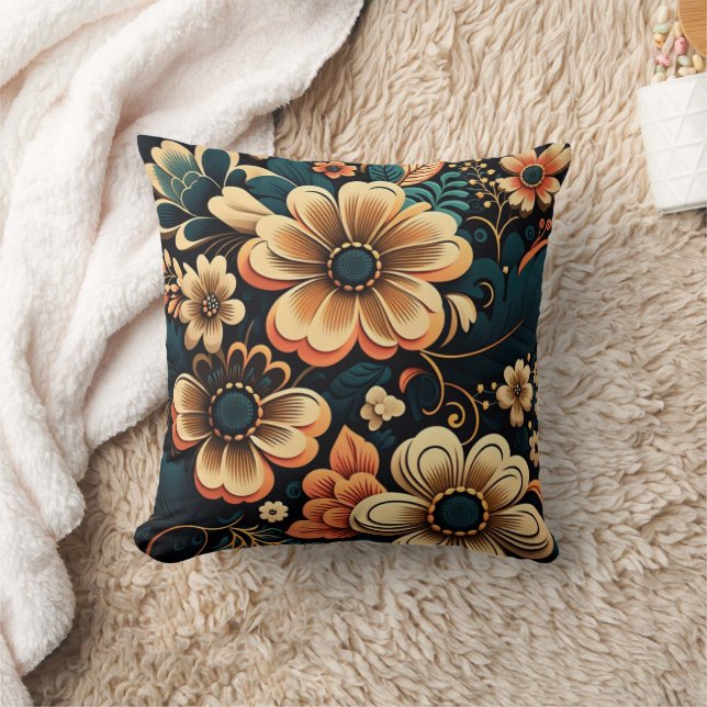 Retro-boho-Blume-Power Kissen (Decke)