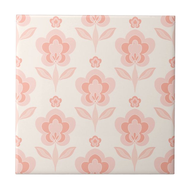 Retro Boho Blumen Fliese (Vorderseite)