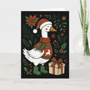 Retro Boho Blumen Lustiges Weihnachten Alberner Gä Karte