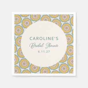 Retro Boho Blumengelbes Brautparty Serviette