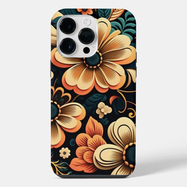 Retro Boho Blumenkraft iPhone Hülle (Rückseite)