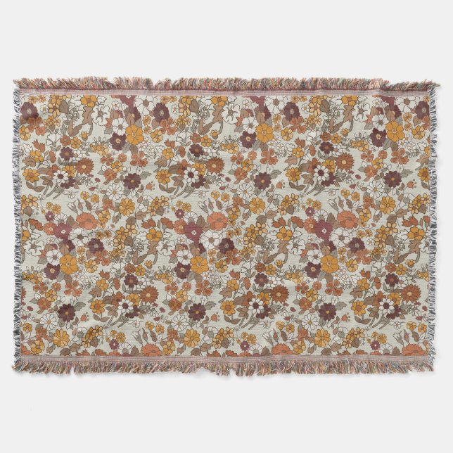 Retro-Boho-Blumenmuster  Decke (Vorderseite)