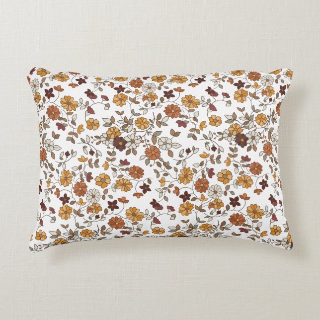 Retro-Boho-Blumenmuster  Dekokissen (Vorderseite)