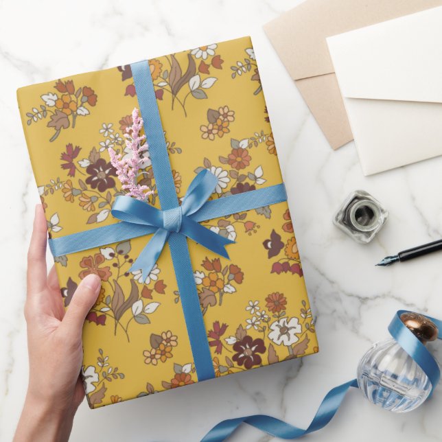 Retro-Boho-Blumenmuster  Geschenkpapier (Schenken)