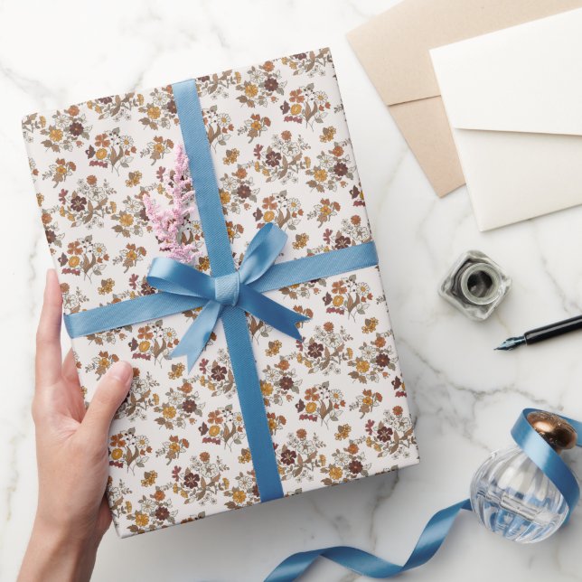 Retro-Boho-Blumenmuster  Geschenkpapier (Schenken)