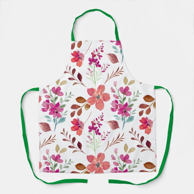 Retro-Boho-Blumenmuster-Küchenschürze Schürze (Vorderseite)