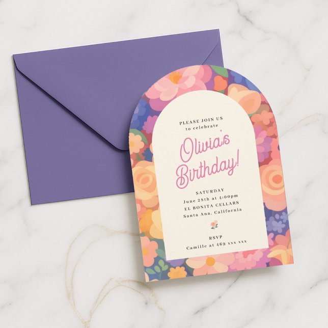 Retro-Boho-Blumenparty-Einladung Einladung (Von Creator hochgeladen)
