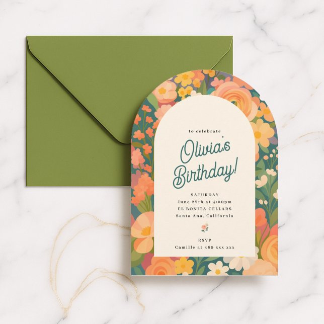 Retro-Boho-Blumenparty-Einladung Einladung (Von Creator hochgeladen)