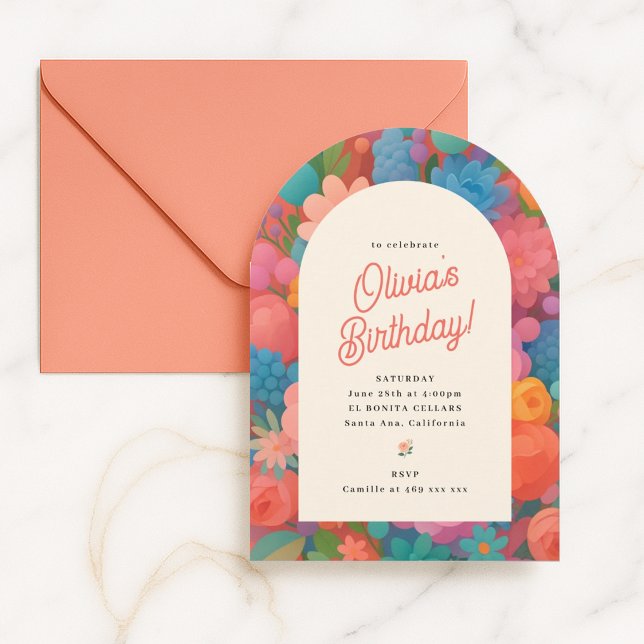 Retro-Boho-Blumenparty-Einladung Einladung (Von Creator hochgeladen)