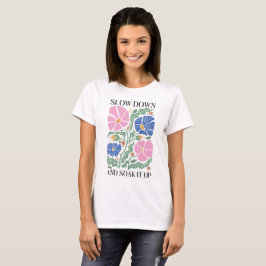 Retro Boho Blumenzettel verlangsamen sich und saug T-Shirt