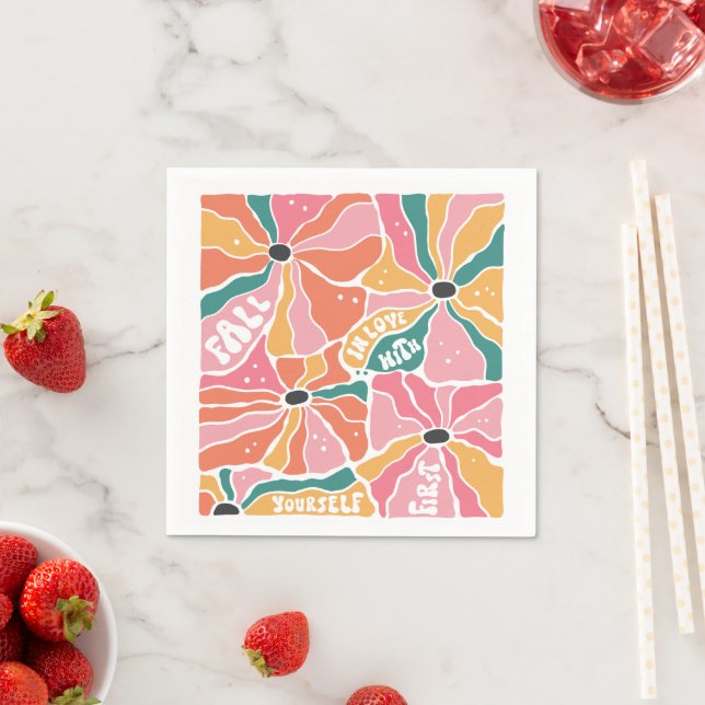 Retro-Boho Blutfall in Liebe Serviette (Beispiel)