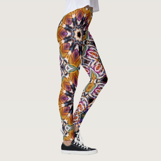 Retro Boho Bohemisch Hippie Trippy Rosette Mandala Leggings (Rechts)