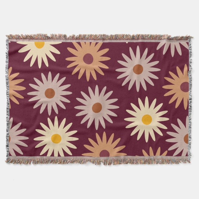 Retro-Boho-Burgunderrot gefranste Wurfdecke Decke (Vorderseite)