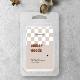 Retro Boho Checkered Sojabaum Melt Weinetikett