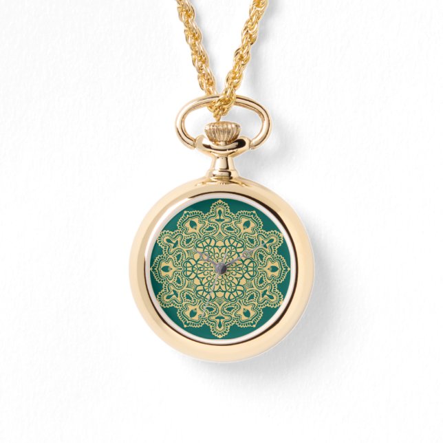 Retro Boho Chic Bohemisch Hippie Rosette Mandala Armbanduhr (Vorderseite)