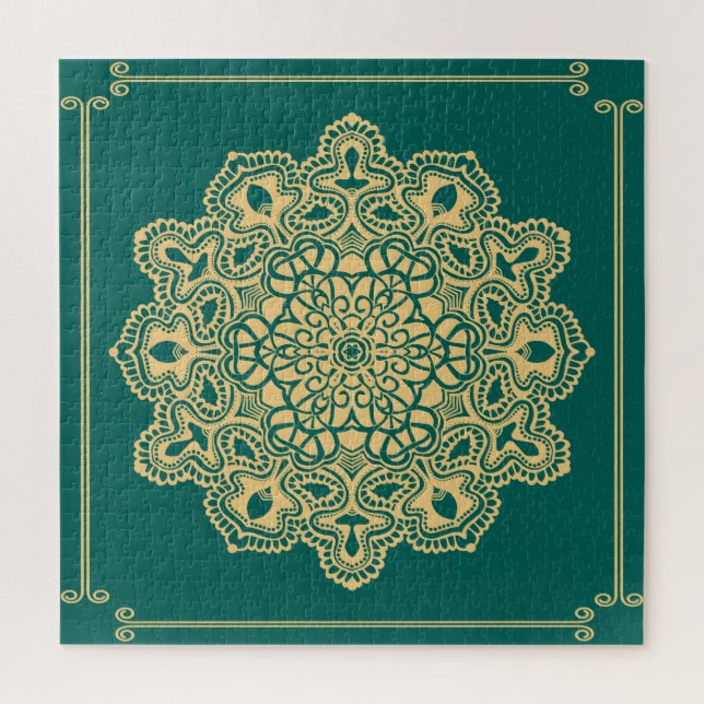 Retro Boho Chic Bohemisch Hippie Rosette Mandala Puzzle (Vertikal)
