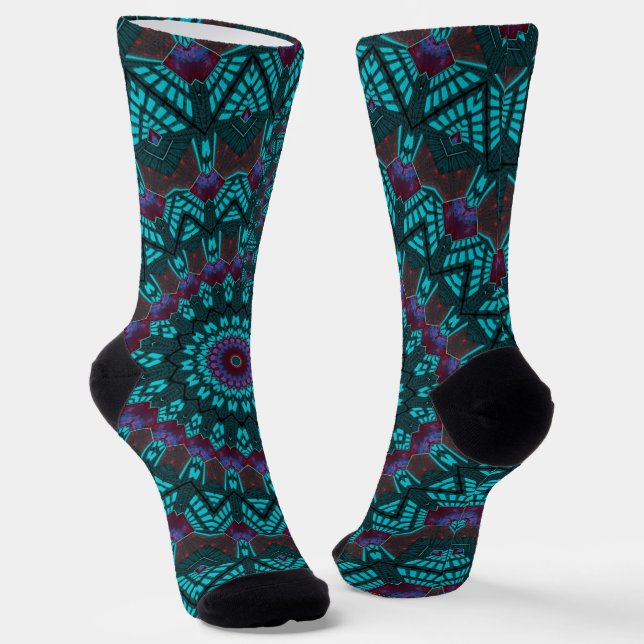 Retro Boho Chic Bohemisch Southwestern Mandala Socken (Gewinkelt)