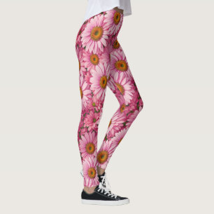 Retro-boho chic rosa blumengeschmückte Blume Leggings