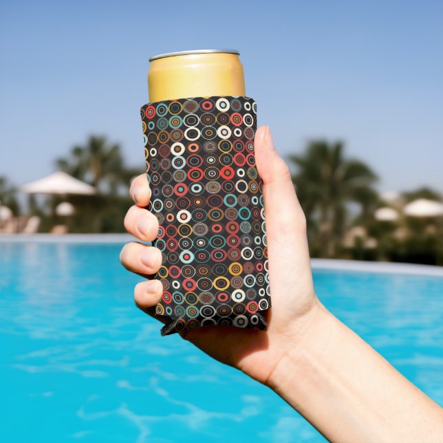 Retro Boho Circles Seltzer Can Cooler Selters Dosenkühler (In Situ Pool)