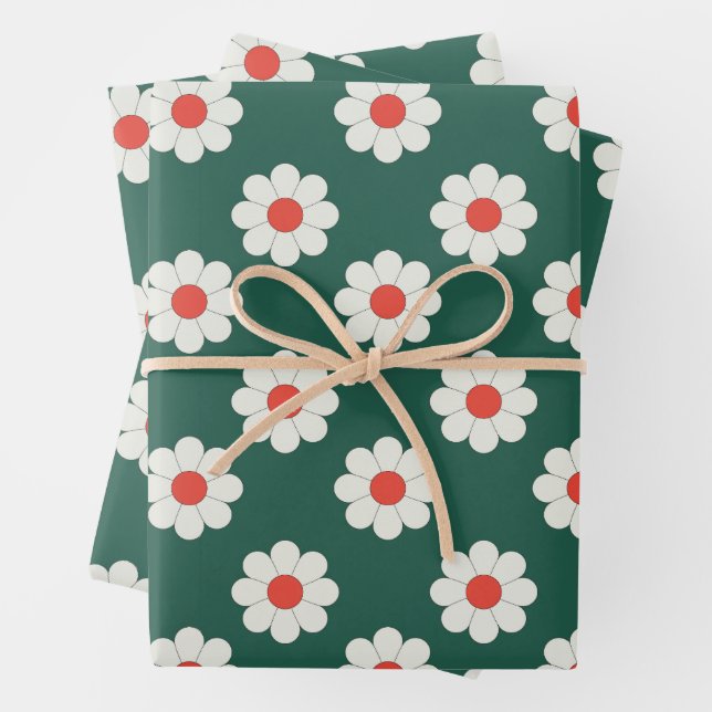 Retro Boho Daisy Holiday Gift Geschenkpapier Set (Beispiel)
