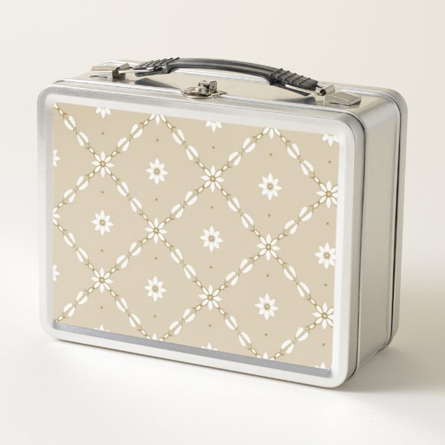 Retro Boho Daisy Metall Brotdose (Vorderseite)