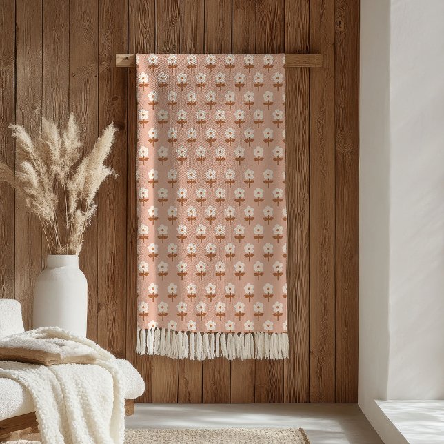 Retro-Boho-Decke Braun-Grün-Blumen-Vibes Fleecedecke (Retro Boho Blanket Brown Green Floral Vibes)