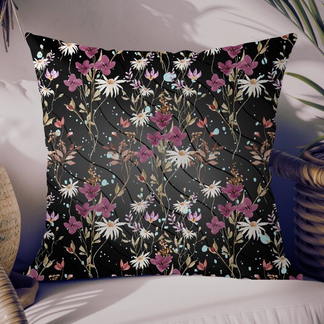 Retro Boho Elegante Wildblumen Kissen (Von Creator hochgeladen)