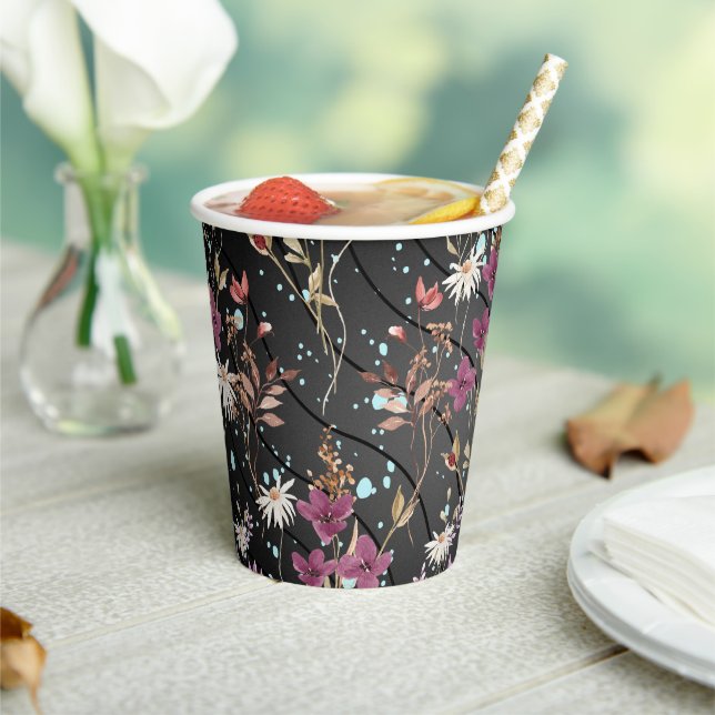 Retro Boho Elegante Wildblumen Pappbecher (In Situ)