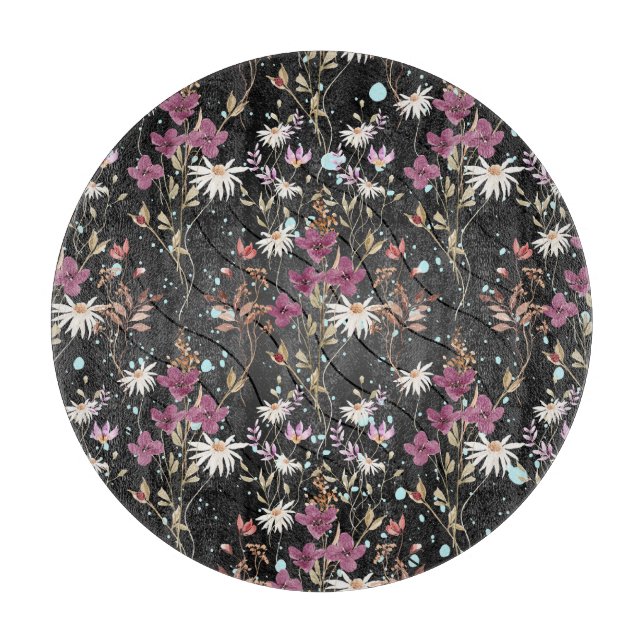 Retro Boho Elegante Wildblumen Schneidebrett (Vorderseite)