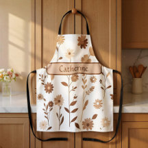Retro-Boho-Erdige Blumen-Schürze mit individuellem