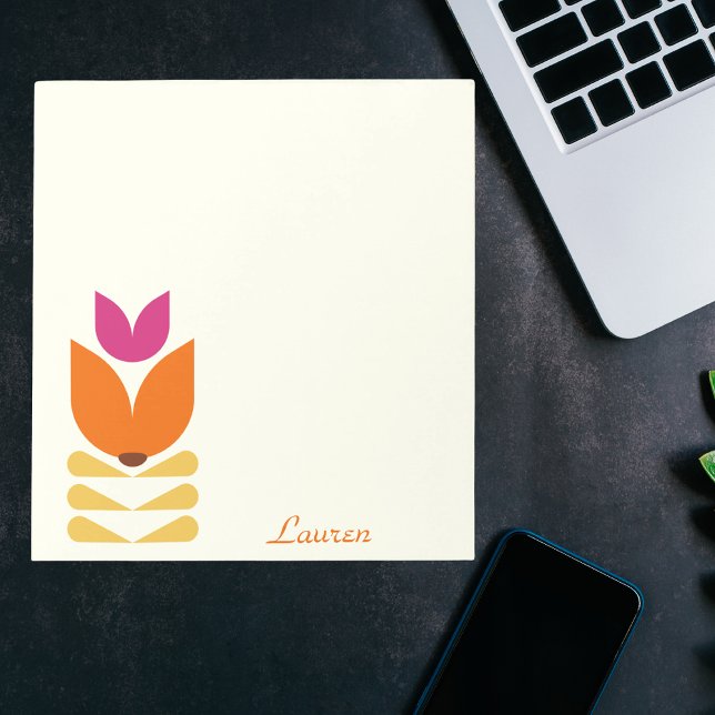 Retro Boho Floral Abstrakt Minimalistisch Personal Notizblock (Von Creator hochgeladen)