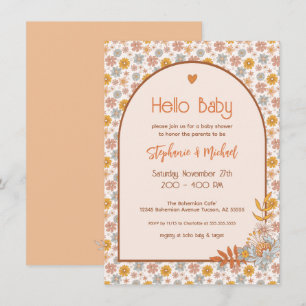 Retro Boho Floral Baby Dusche Einladung