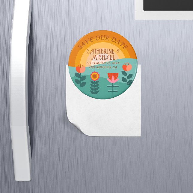 Retro Boho Floral Bold & Bright farbenfrohe Hochze Magnet (Von Creator hochgeladen)