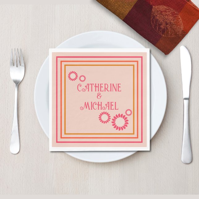 Retro Boho Floral Bold & Bright farbenfrohe Hochze Serviette (Von Creator hochgeladen)