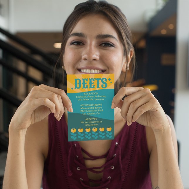 Retro Boho Floral Bold & Bright Spring Wedding Begleitkarte (Von Creator hochgeladen)