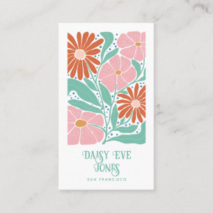 Retro Boho Floral Business Card Visitenkarte