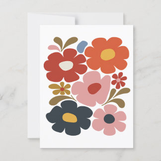 Retro Boho Floral Mitte des Jahrhunderts Moderne Postkarte