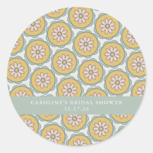 Retro Boho Floral Pastell Brautparty auf Bestellun Runder Aufkleber
