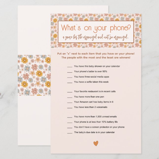 Retro Boho Floral Whats on your Phone Game (Vorne/Hinten)