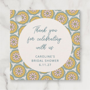 Retro Boho Floral Yellow Custom Dusche Vielen Dank Geschenkanhänger