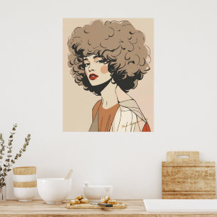 Retro-Boho-Frau-Illustration Minimalistische Wandk Poster