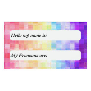 Retro Boho Funky Quirky Xenogender Kariert Pride Namenschild