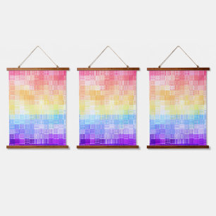 Retro Boho Funky Quirky Xenogender Kariert Pride Wandteppich Mit Holzrahmen