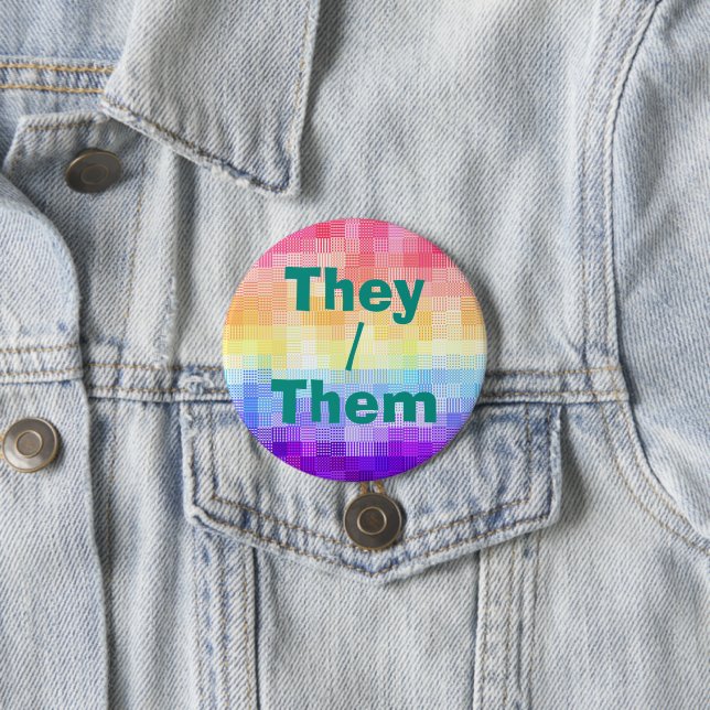 Retro Boho Funky Quirky Xenogender Karierte Stolz Button (Beispiel)