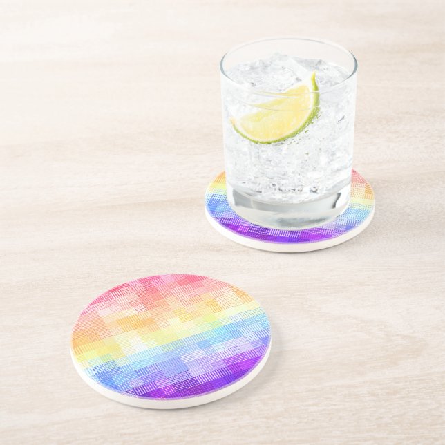 Retro Boho Funky Quirky Xenogender Karierte Stolz Getränkeuntersetzer (Seite)