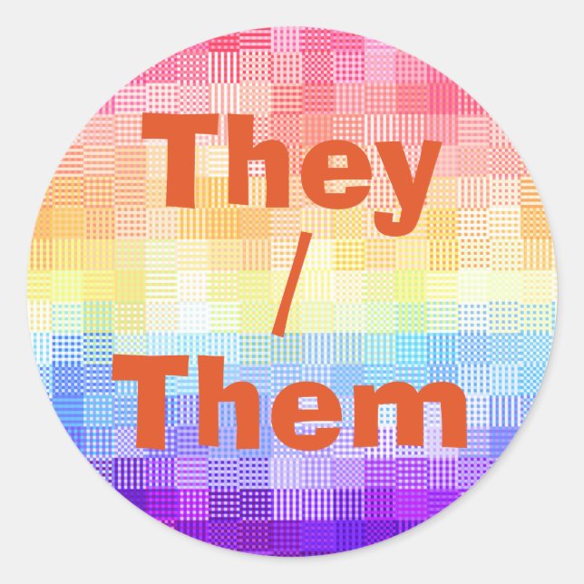 Retro Boho Funky Quirky Xenogender Karierte Stolz Runder Aufkleber (Vorderseite)