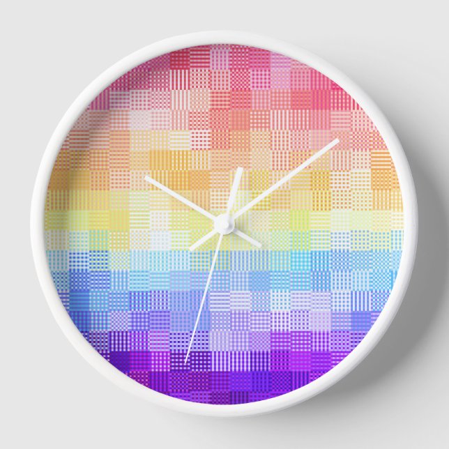 Retro Boho Funky Quirky Xenogender Karierte Stolz Uhr (Vorderseite)