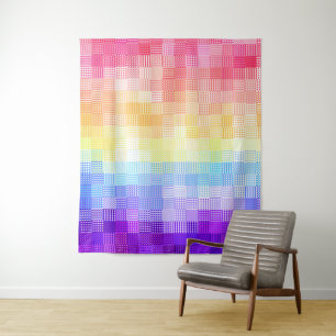 Retro Boho Funky Quirky Xenogender Karierte Stolz Wandteppich